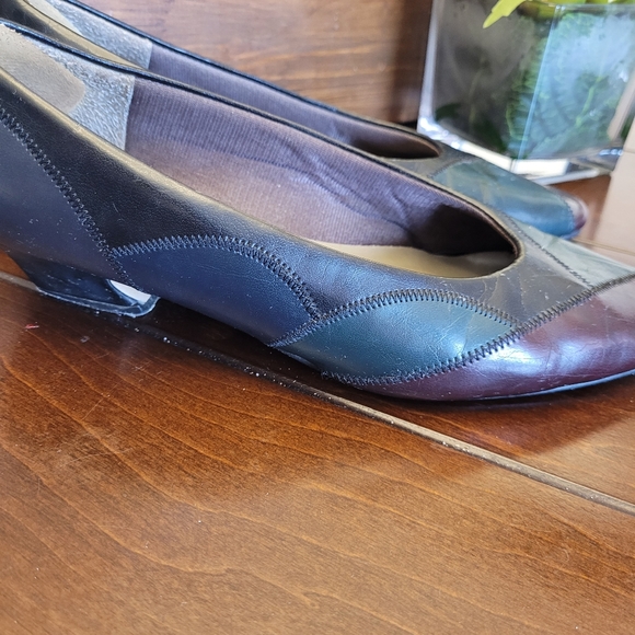 Vintage multi patchwork women's leather pumps - Picture 5 of 7